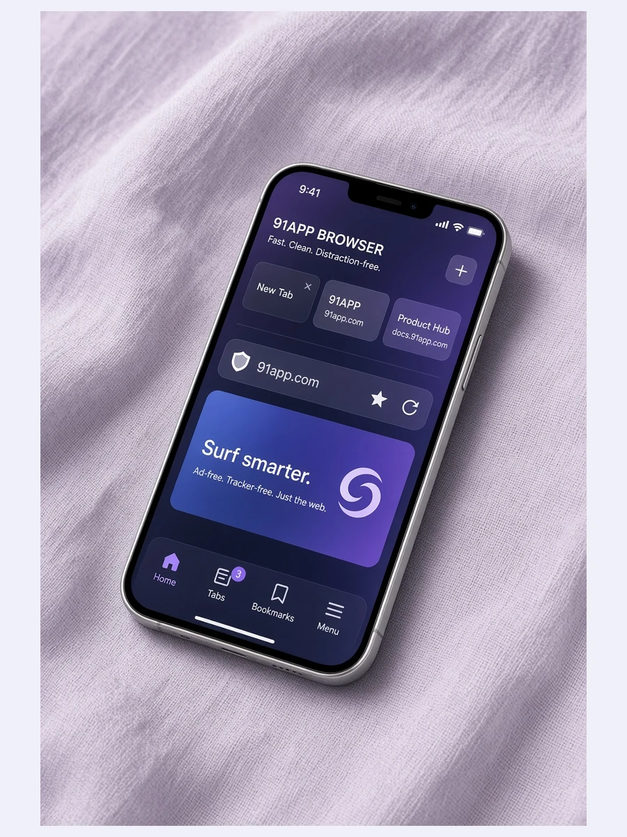 91app浏览器APP移动界面示意